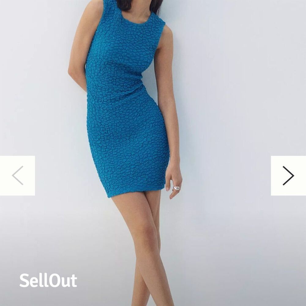 Anthropologie Women's XS Textured Mini Shift Dress topaz blue Sleeveless